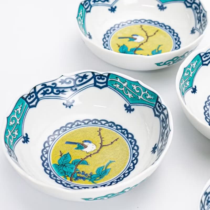 吉田屋風花鳥圓缽 (14cm) /九谷青郊窯