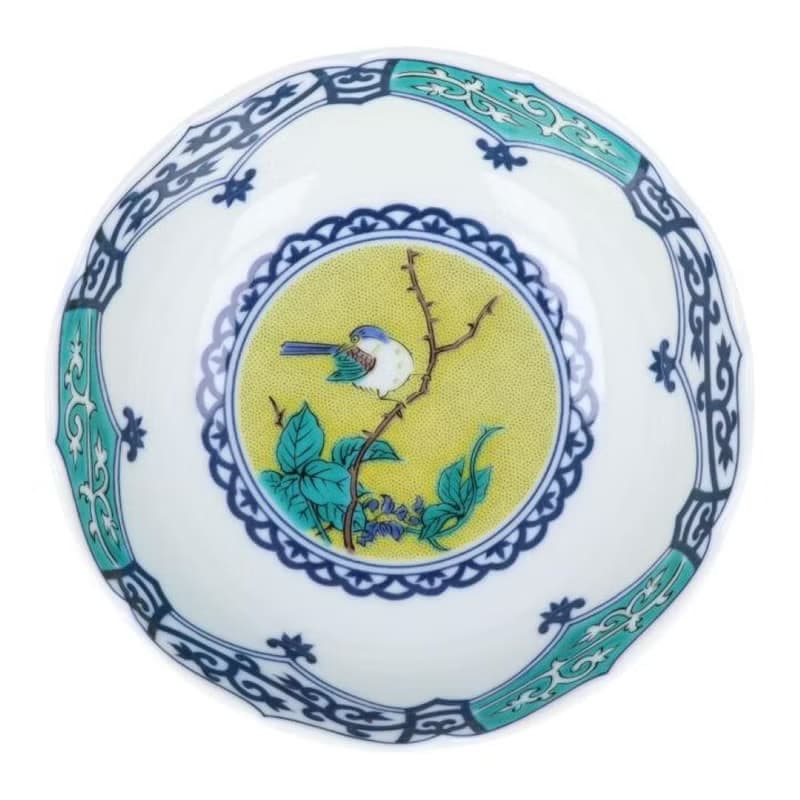 吉田屋風花鳥圓缽 (14cm) /九谷青郊窯