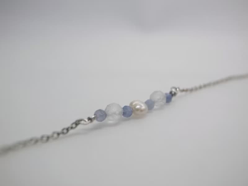 【手鍊】925 純銀 丹泉石 月光石 珍珠手鍊