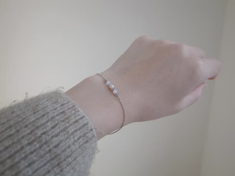 【手鍊】925 純銀 丹泉石 月光石 珍珠手鍊