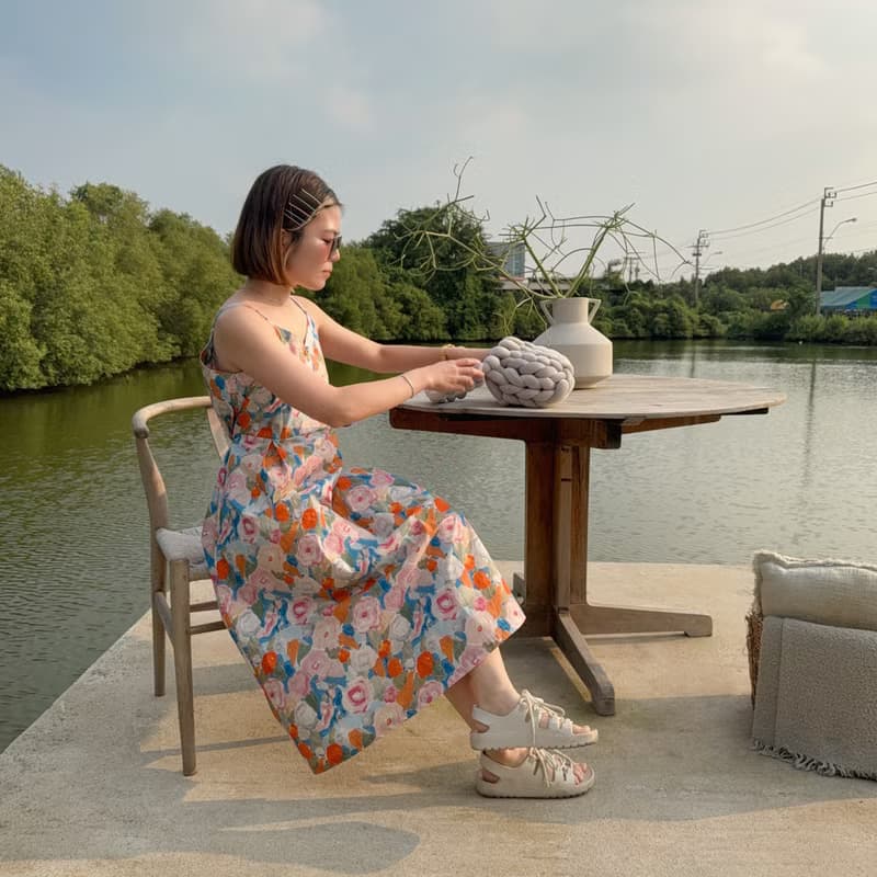(Spaghetti Strap Dress) Sunny Dress : Orange Blossom橘色