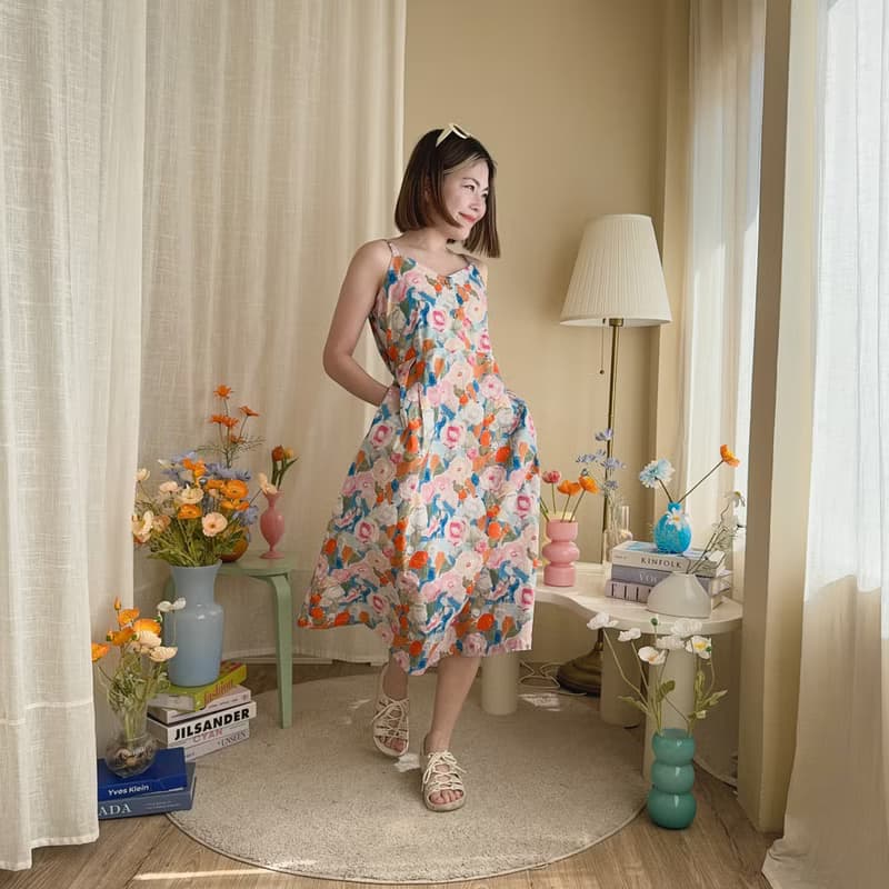 (Spaghetti Strap Dress) Sunny Dress : Orange Blossom橘色