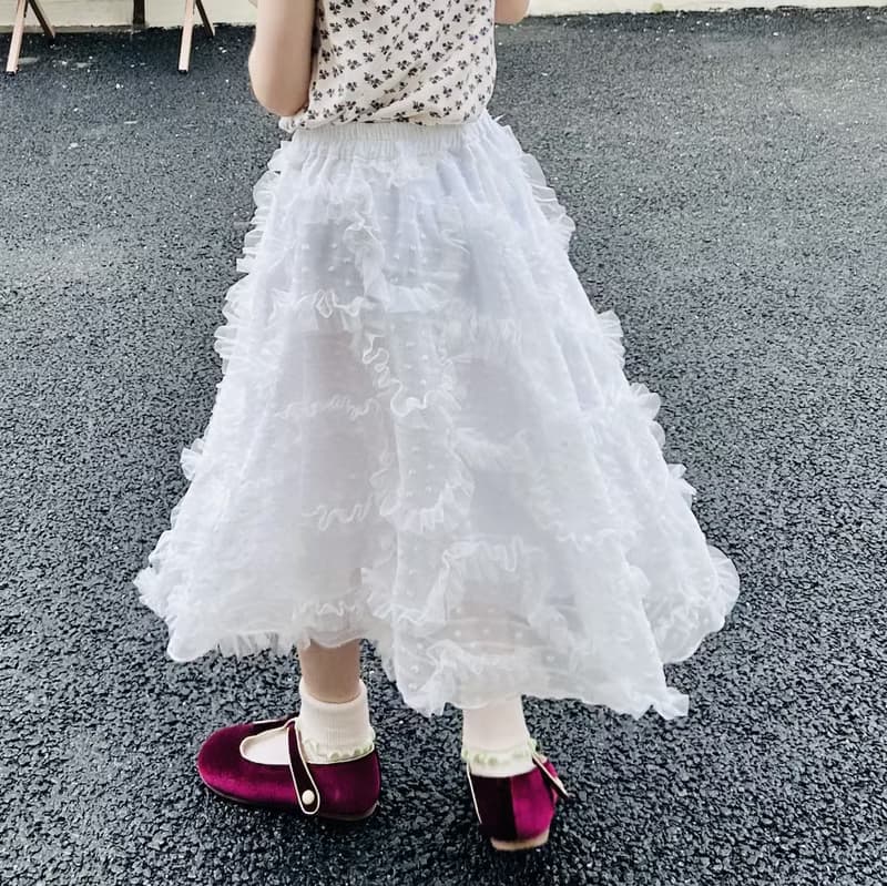 白色蕾絲花紗裙 / 半身裙 裙子 親子裝 童裝