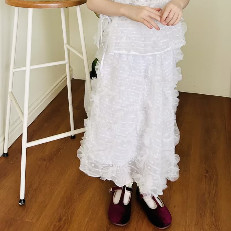 白色蕾絲花紗裙 / 半身裙 裙子 親子裝 童裝