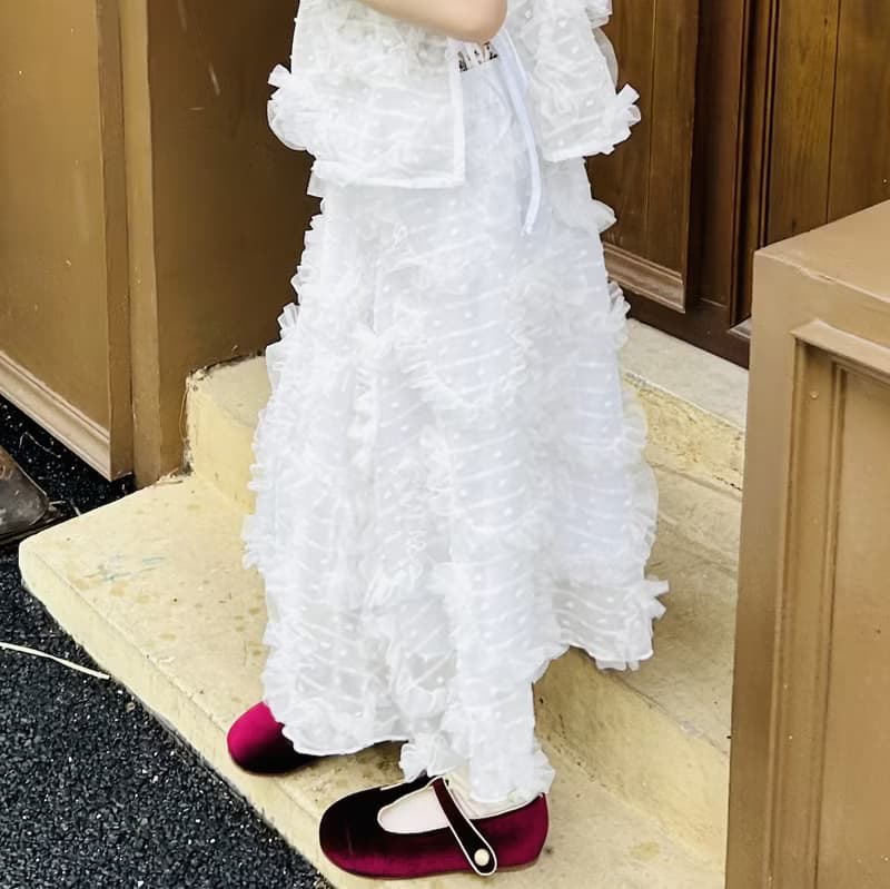 白色蕾絲花紗裙 / 半身裙 裙子 親子裝 童裝