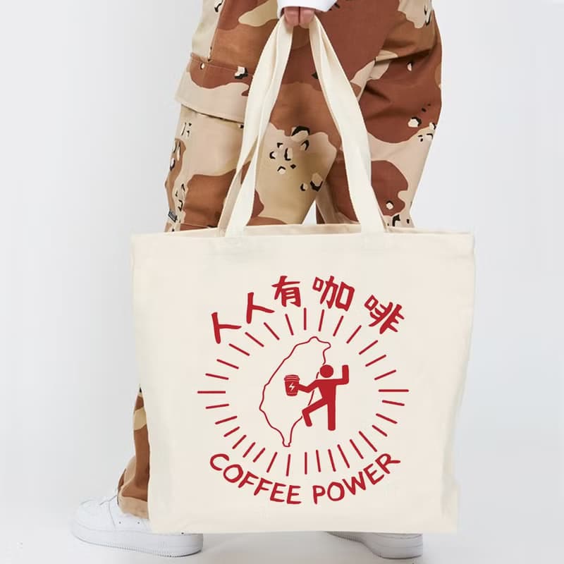 人人有咖啡紅色 帆布環保大購物袋 米白 帆布袋coffee聖誕交換禮