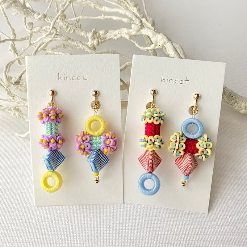 トイ アシンメトリー ピアス・イヤリング 【グレー】