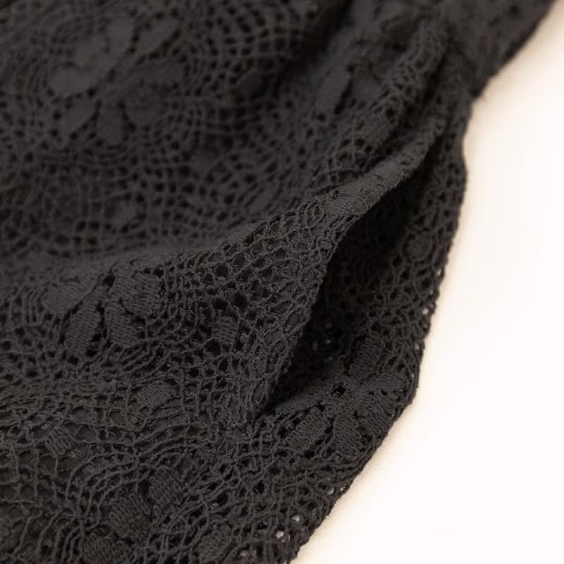【MEDUSA】黑色蕾絲燒花開襟綁帶小洋裝(M-XL) | 小禮服 蕾絲洋裝