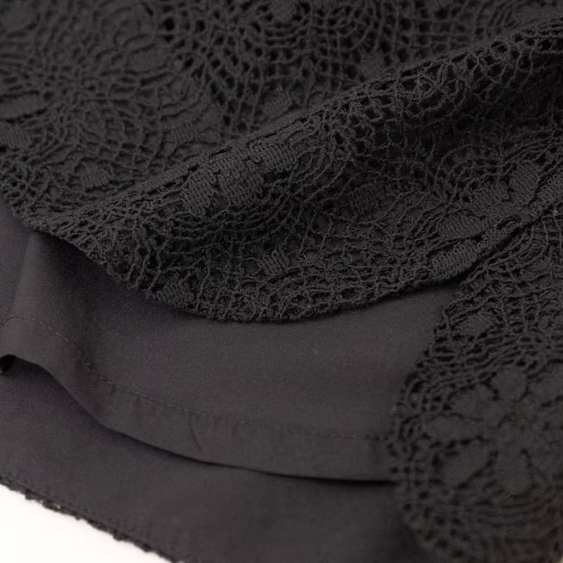 【MEDUSA】黑色蕾絲燒花開襟綁帶小洋裝(M-XL) | 小禮服 蕾絲洋裝