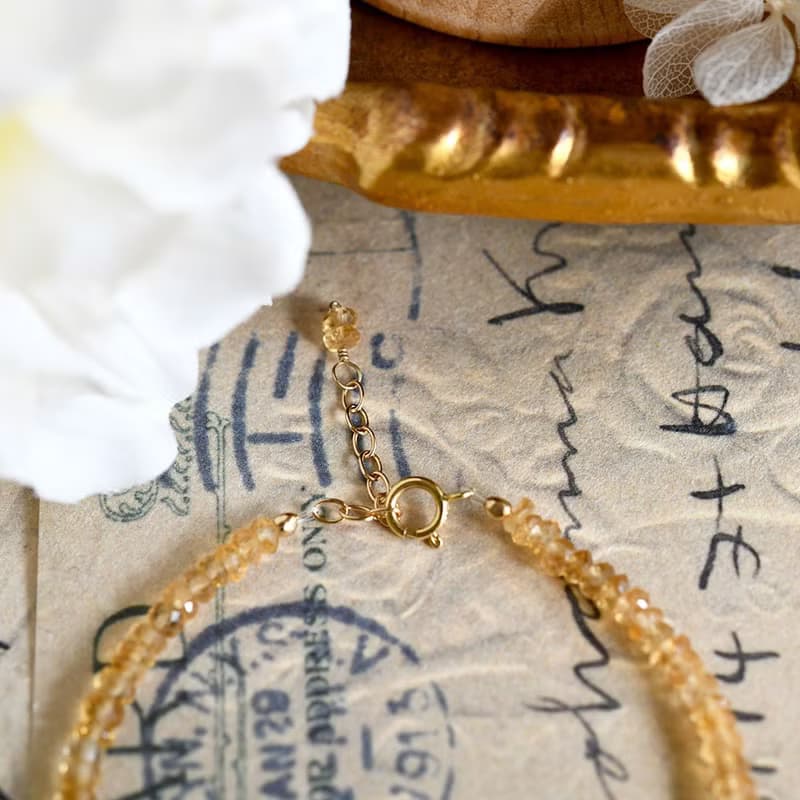 シトリンとロンドンブルートパーズのブレスレット　アジャスター付き 11月誕生石