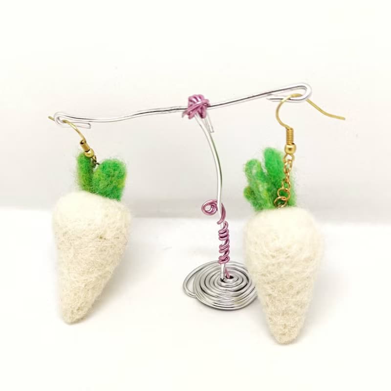 白菜頭羊毛氈 鋁線耳夾 耳環