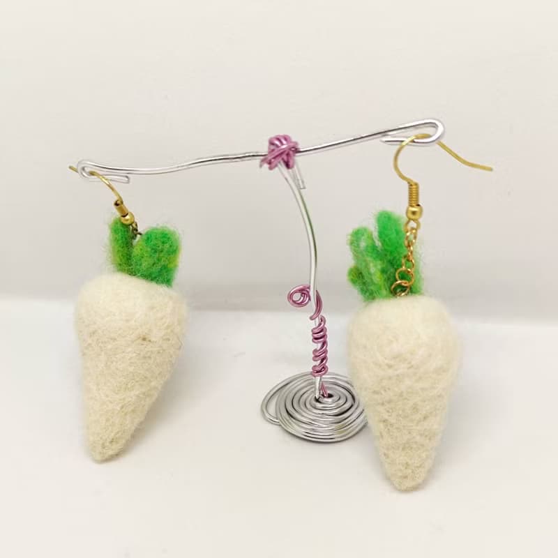 白菜頭羊毛氈 鋁線耳夾 耳環