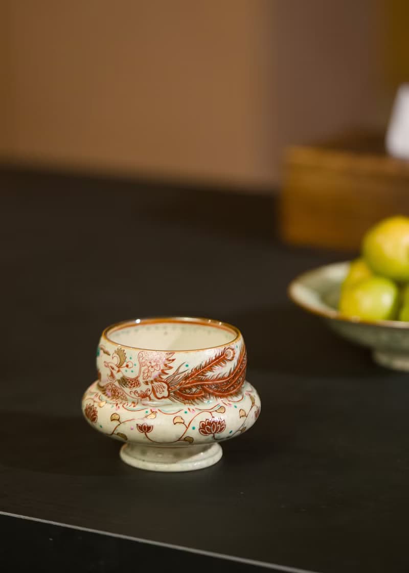 詩瓷集 中華唐風 釉上彩及描金靈獸鳳凰紋 景德鎮手作咖啡杯230ml