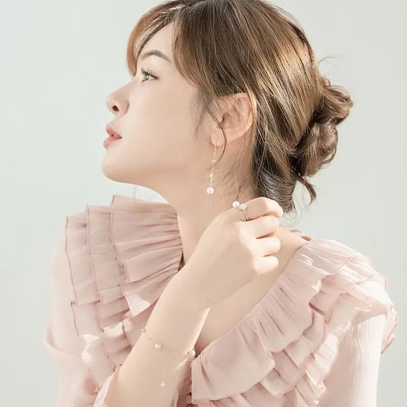 浪漫滿天星18K金粉彩天然珍珠手鍊