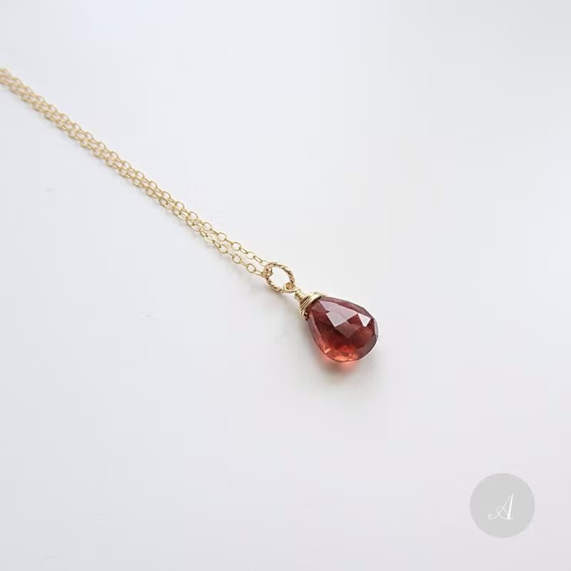 經典現貨 | 大顆水滴切面碧璽 14K GF 包金項鍊 | 蜜桃粉 橘紅 綠