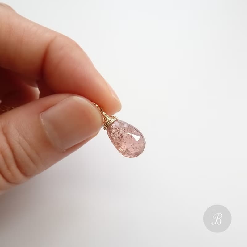 經典現貨 | 大顆水滴切面碧璽 14K GF 包金項鍊 | 蜜桃粉 橘紅 綠