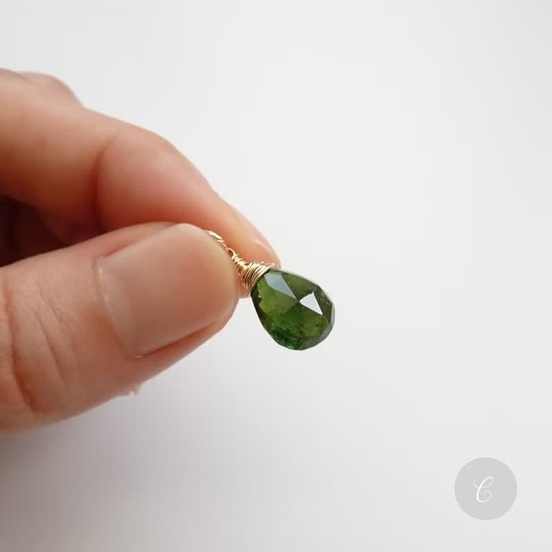 經典現貨 | 大顆水滴切面碧璽 14K GF 包金項鍊 | 蜜桃粉 橘紅 綠