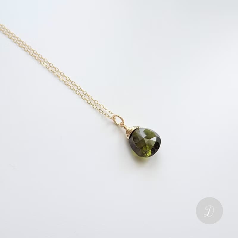 經典現貨 | 大顆水滴切面碧璽 14K GF 包金項鍊 | 蜜桃粉 橘紅 綠