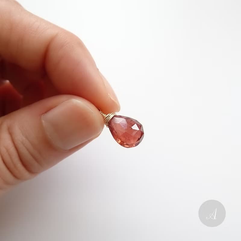 經典現貨 | 大顆水滴切面碧璽 14K GF 包金項鍊 | 蜜桃粉 橘紅 綠