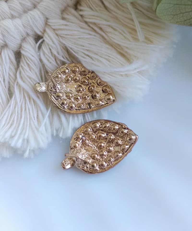 Vintage Jewelry 西洋古董飾品 小巧 白鑽 葉子  針式耳環