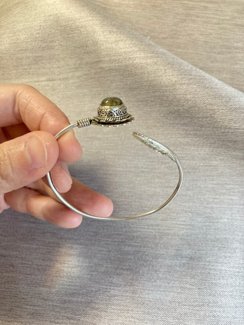 天然  黑曜石 手環 尼泊爾 手工製 925純銀