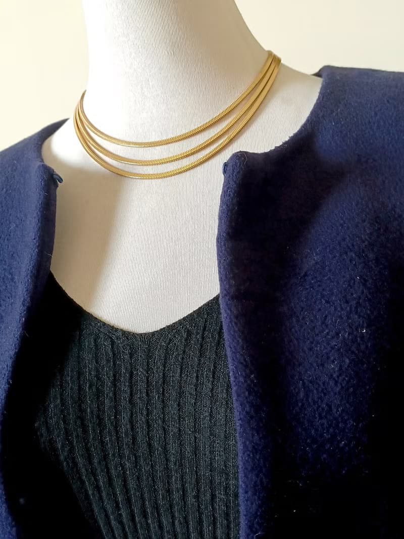 vintage jewelry 金色簡約編織多層次  頸鍊 項鍊
