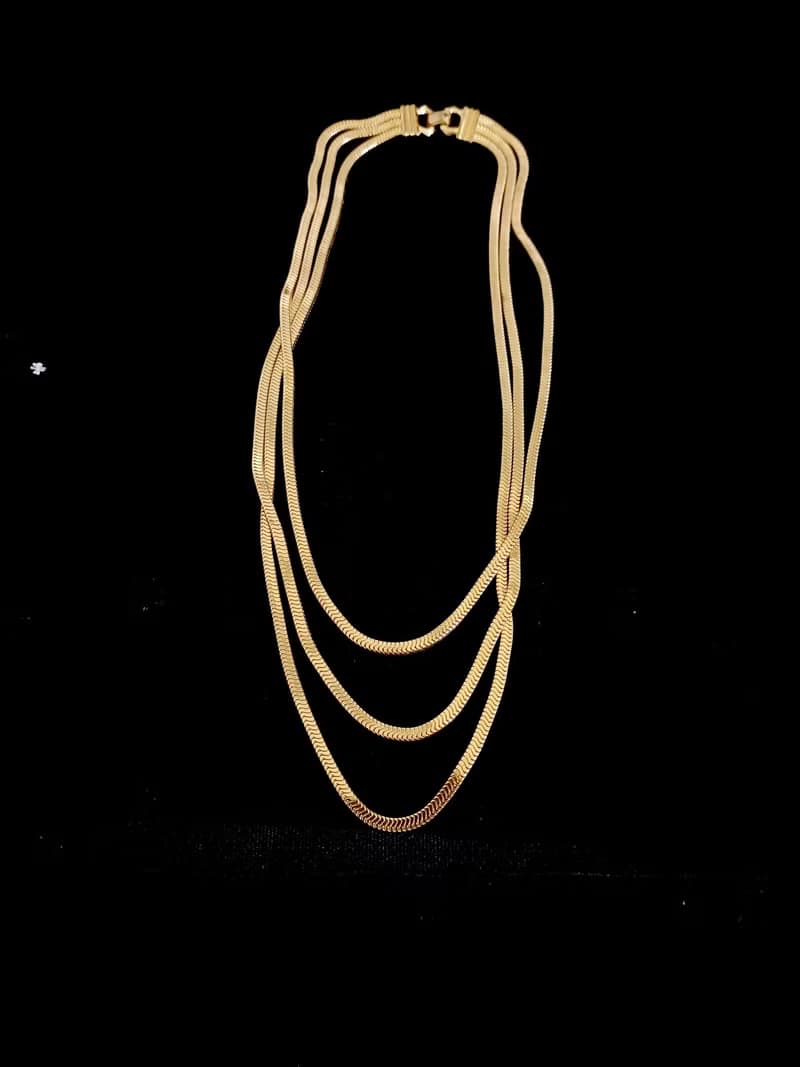 vintage jewelry 金色簡約編織多層次  頸鍊 項鍊