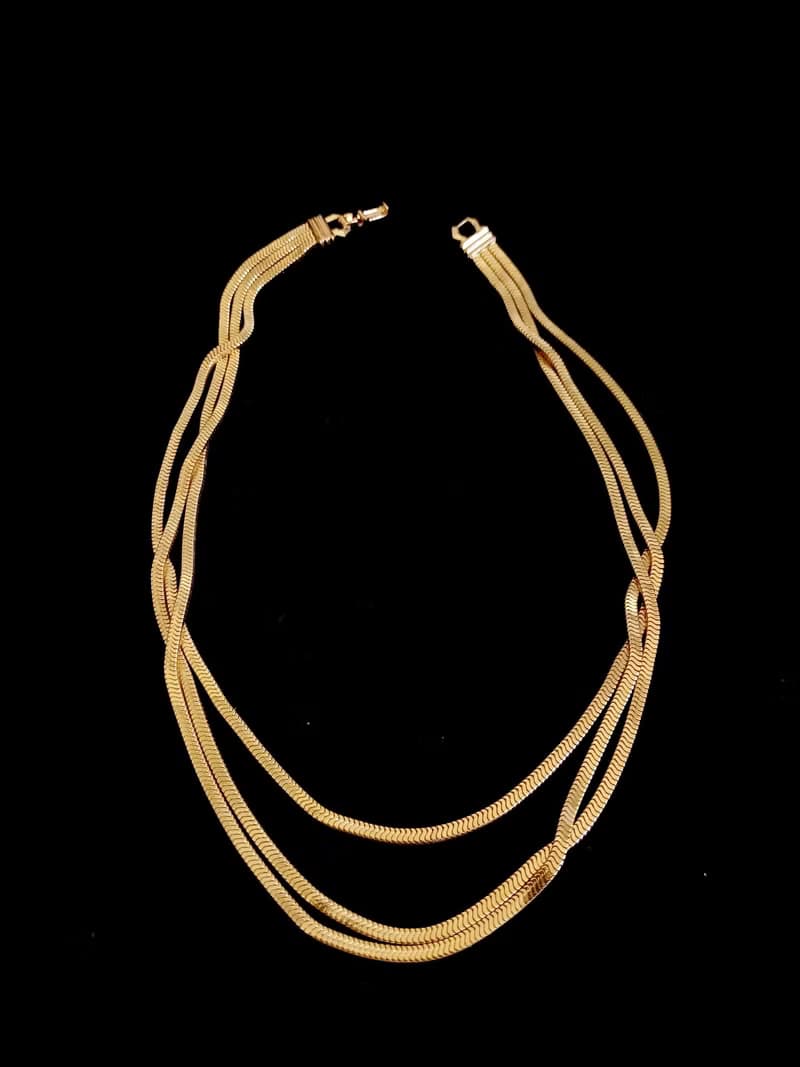 vintage jewelry 金色簡約編織多層次  頸鍊 項鍊