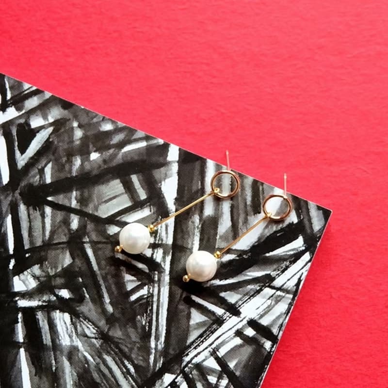 HiOnion原創珍珠耳環復古14K包金長款耳釘法式優雅精緻防過敏耳夾