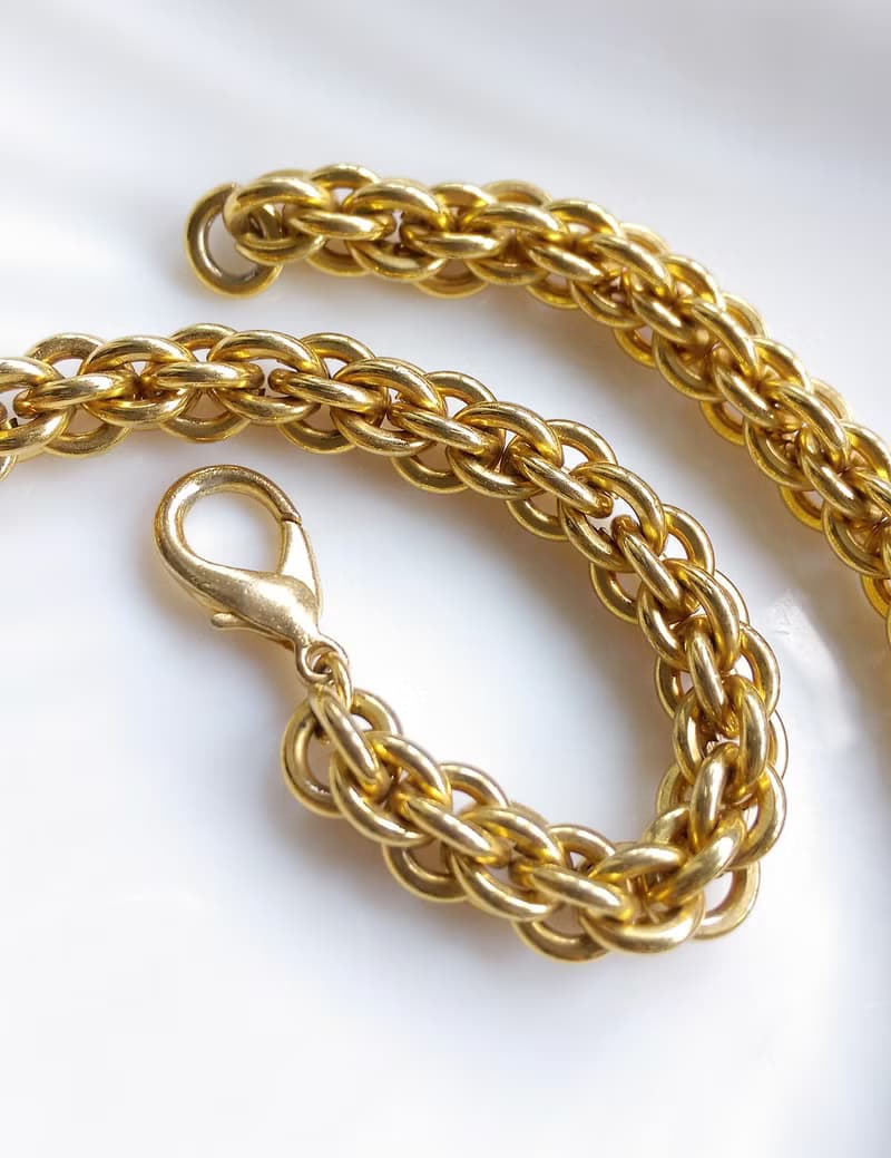 【西洋古董飾品 】金屬鍍金 愛心珠珠 多墜 項鍊 短鍊