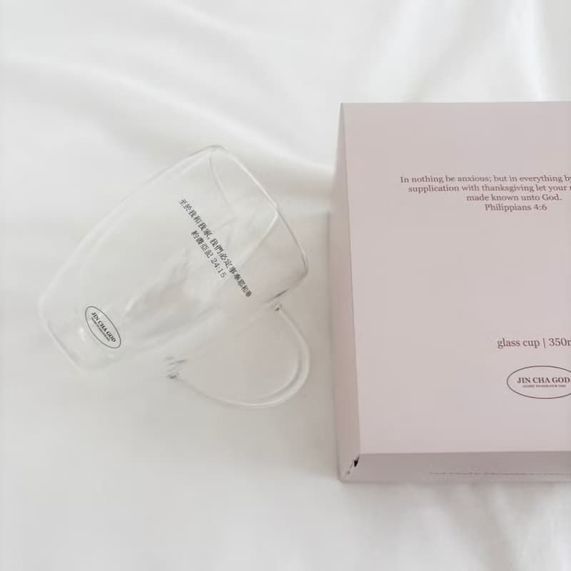 JIN CHA GOD-把手雙層玻璃杯 經文款 至於我和我家