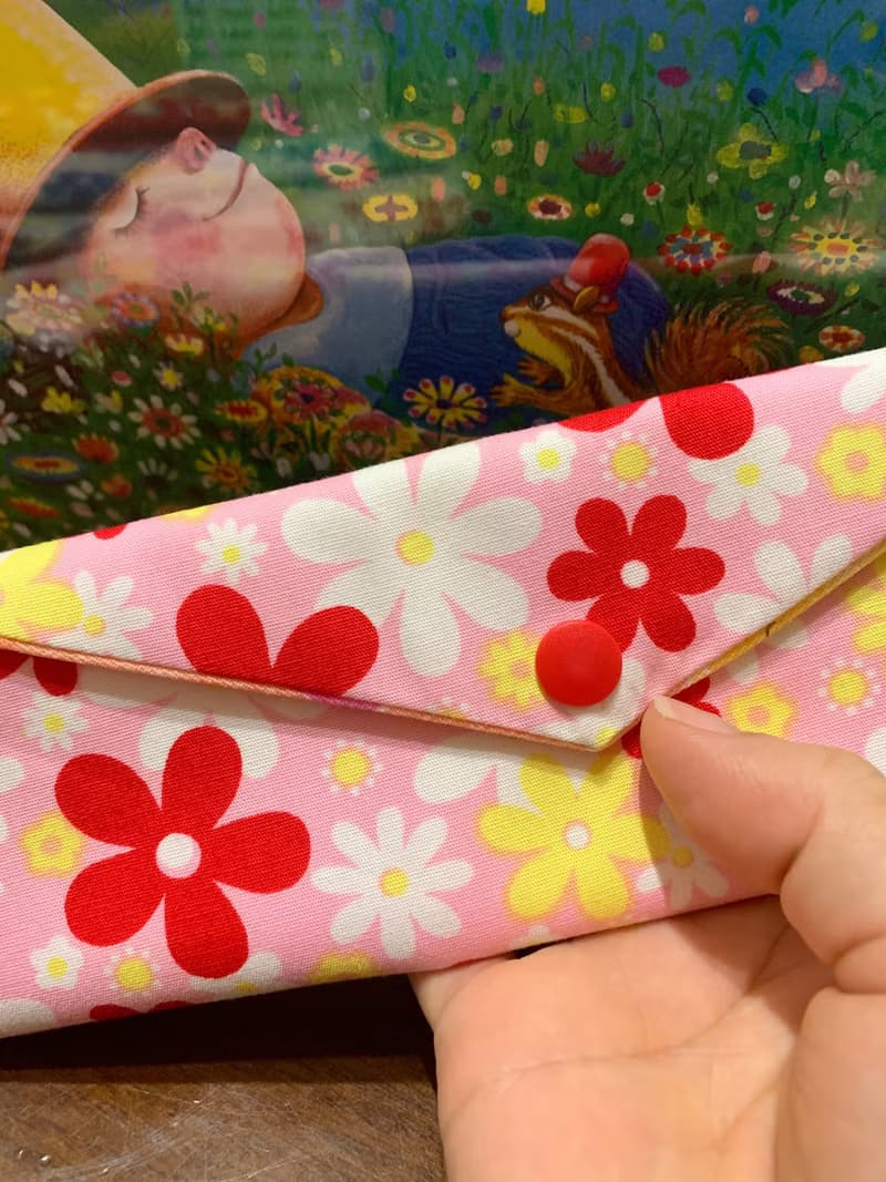 文青風環保筷袋 ~花中精靈 溫柔粉 收納 手作餐具袋