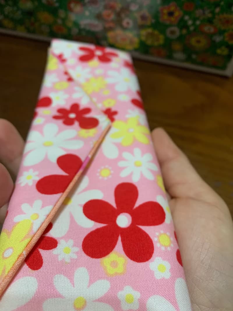 文青風環保筷袋 ~花中精靈 溫柔粉 收納 手作餐具袋