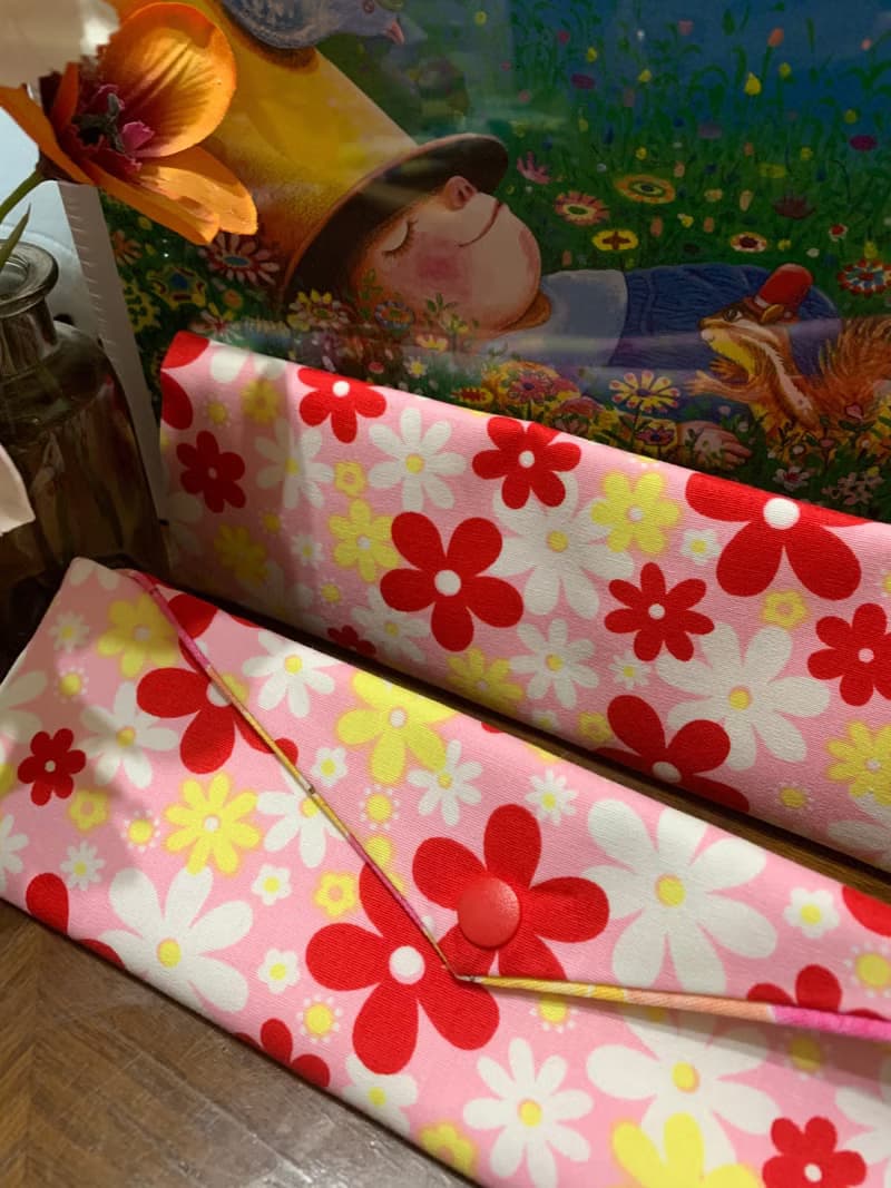 文青風環保筷袋 ~花中精靈 溫柔粉 收納 手作餐具袋