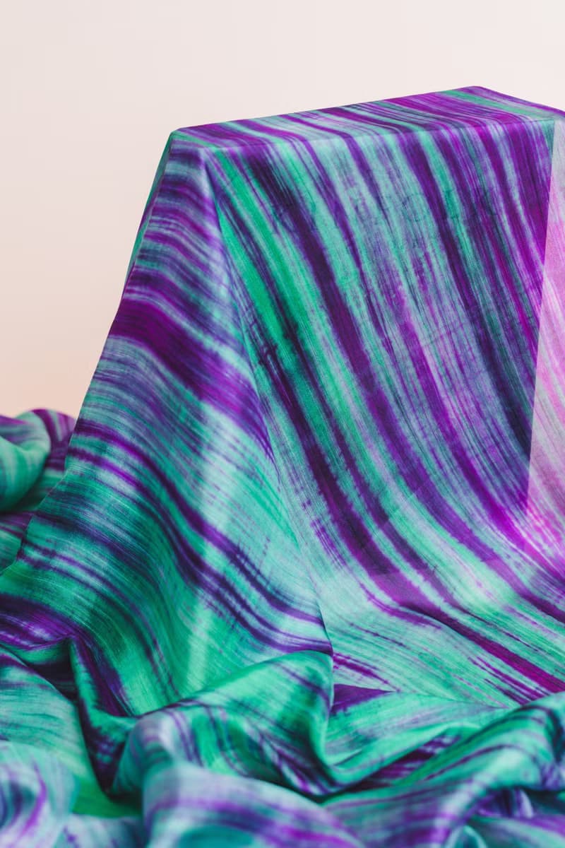 100% Mulberry Silk Scarf – Hand Dyed, Lightweight, Emerald Green and Purple