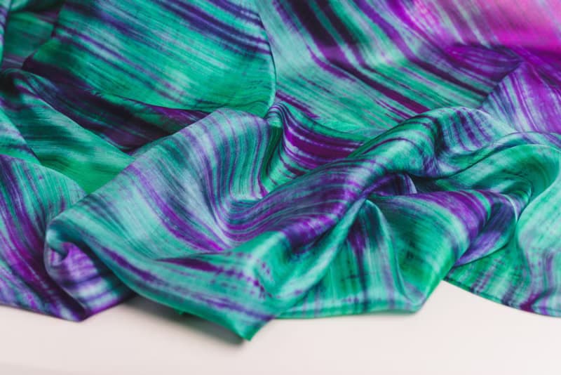 100% Mulberry Silk Scarf – Hand Dyed, Lightweight, Emerald Green and Purple