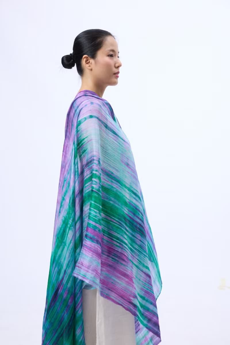 100% Mulberry Silk Scarf – Hand Dyed, Lightweight, Emerald Green and Purple