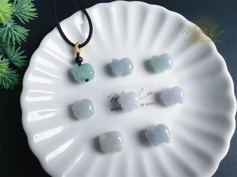 天然緬甸玉翡翠 豬 財源滾滾 大富大貴 項鍊 禮物 天然石