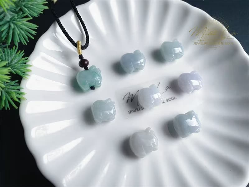 天然緬甸玉翡翠 豬 財源滾滾 大富大貴 項鍊 禮物 天然石