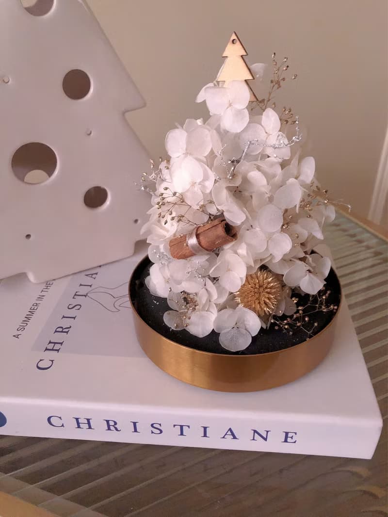 聖誕禮物雪白森林不凋花 永生花聖誕小樹