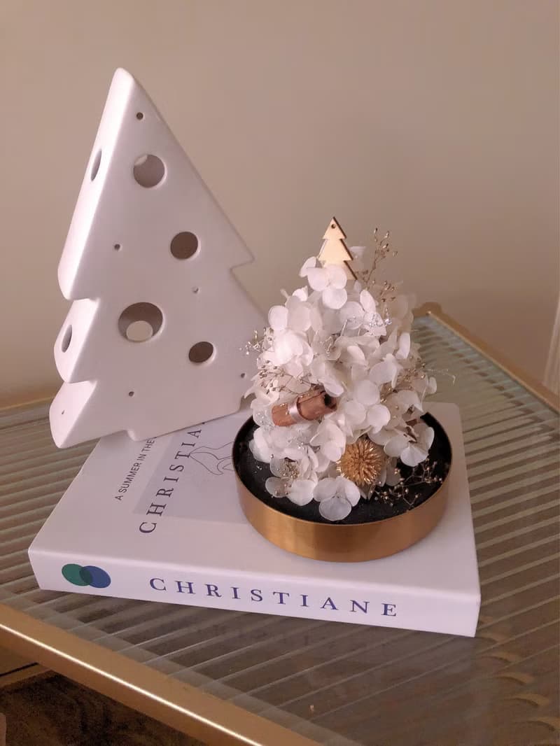聖誕禮物雪白森林不凋花 永生花聖誕小樹