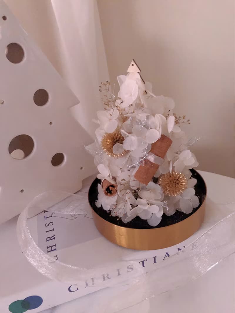 聖誕禮物雪白森林不凋花 永生花聖誕小樹