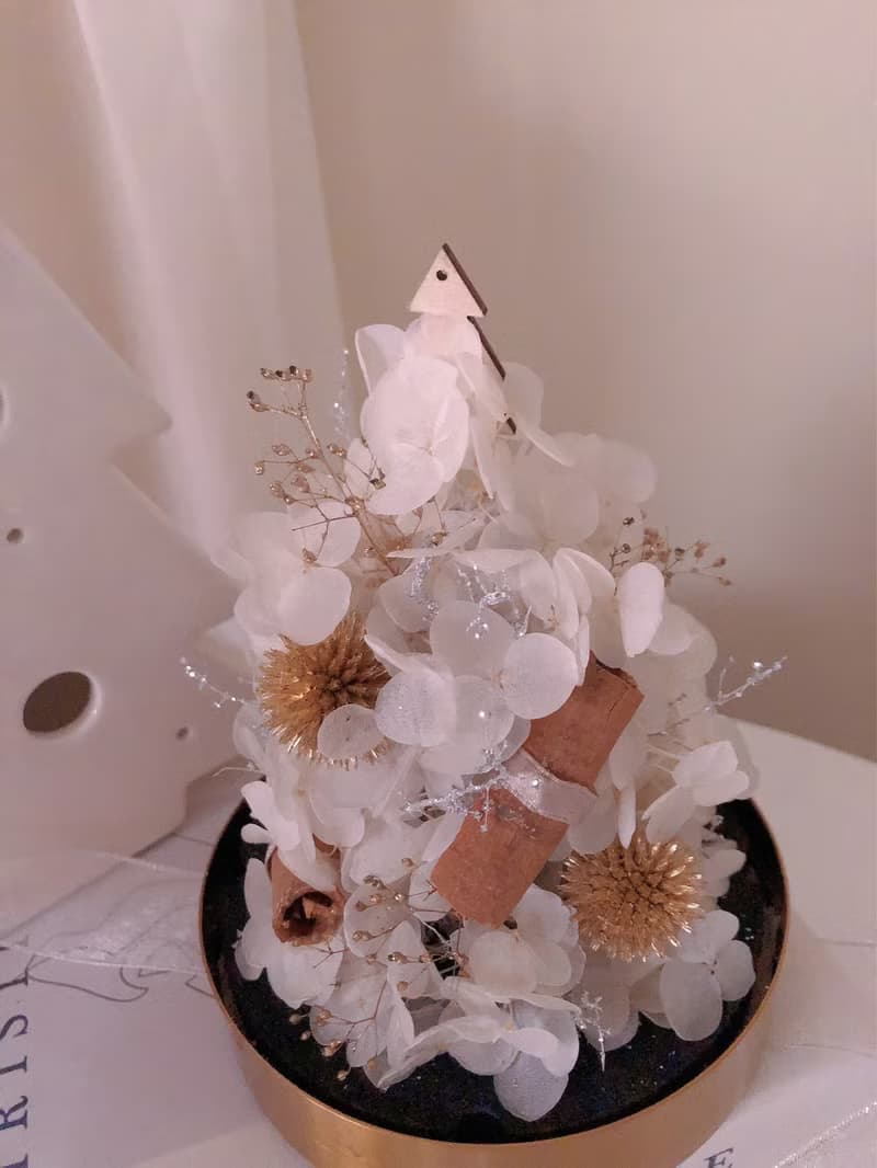 聖誕禮物雪白森林不凋花 永生花聖誕小樹