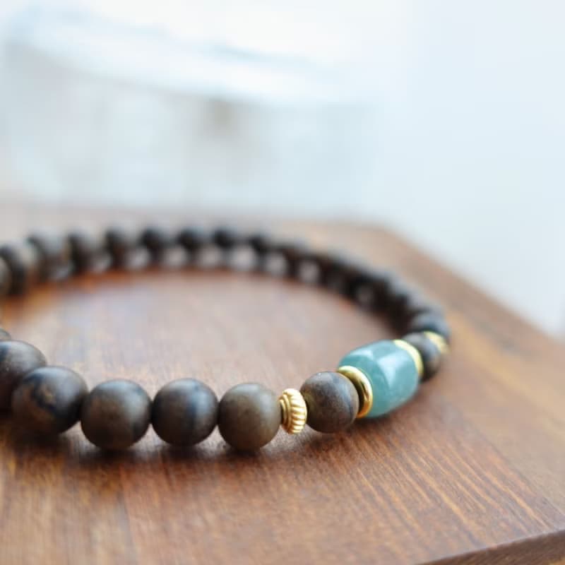 藍潤沉香 東方雅韻 6mm沉香 藍水翡翠古式桶珠型 質感手串