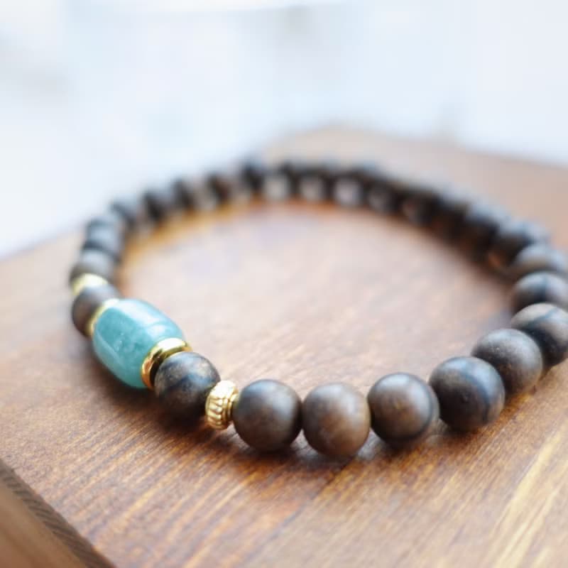 藍潤沉香 東方雅韻 6mm沉香 藍水翡翠古式桶珠型 質感手串