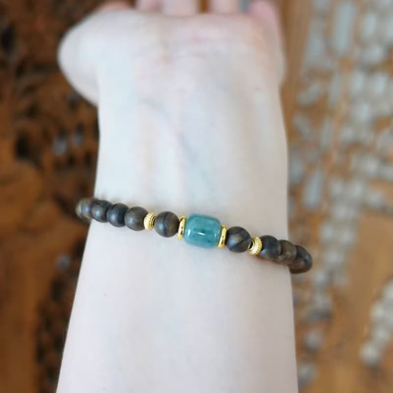 藍潤沉香 東方雅韻 6mm沉香 藍水翡翠古式桶珠型 質感手串