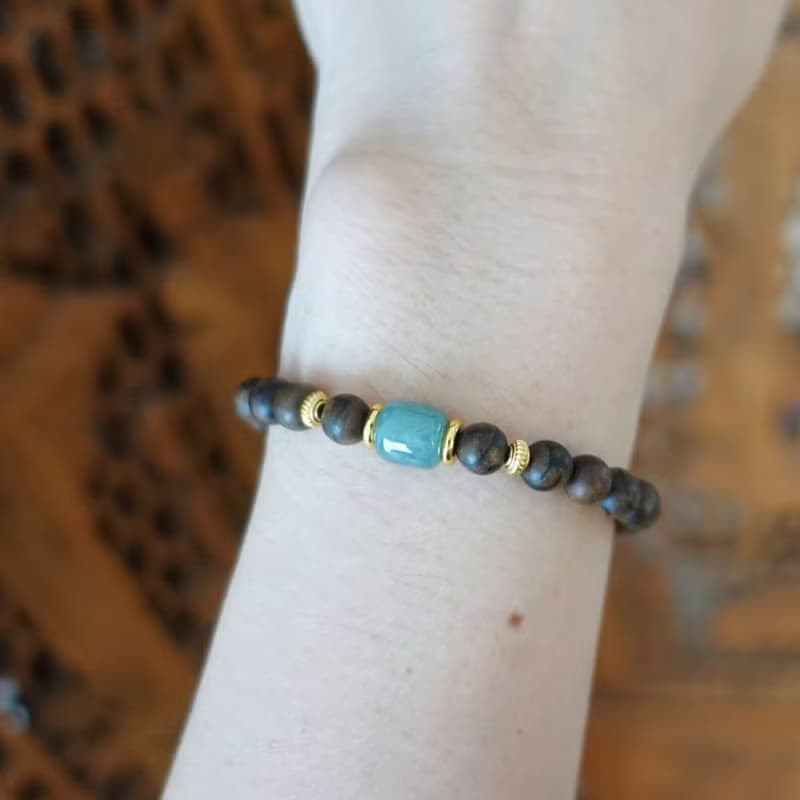 藍潤沉香 東方雅韻 6mm沉香 藍水翡翠古式桶珠型 質感手串