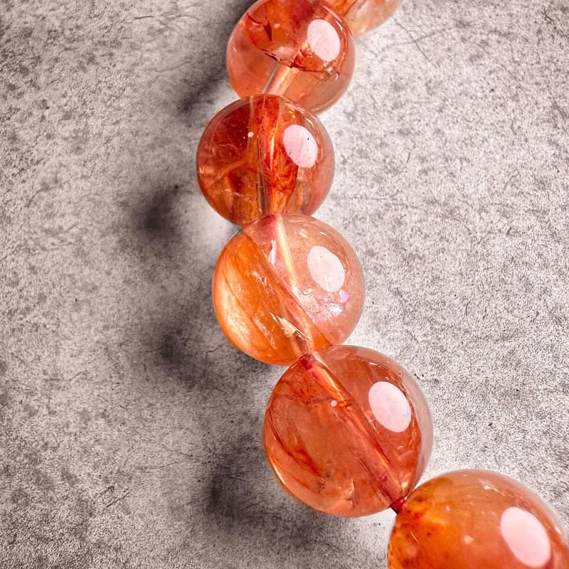 10mm+紅膠花 銀製手串