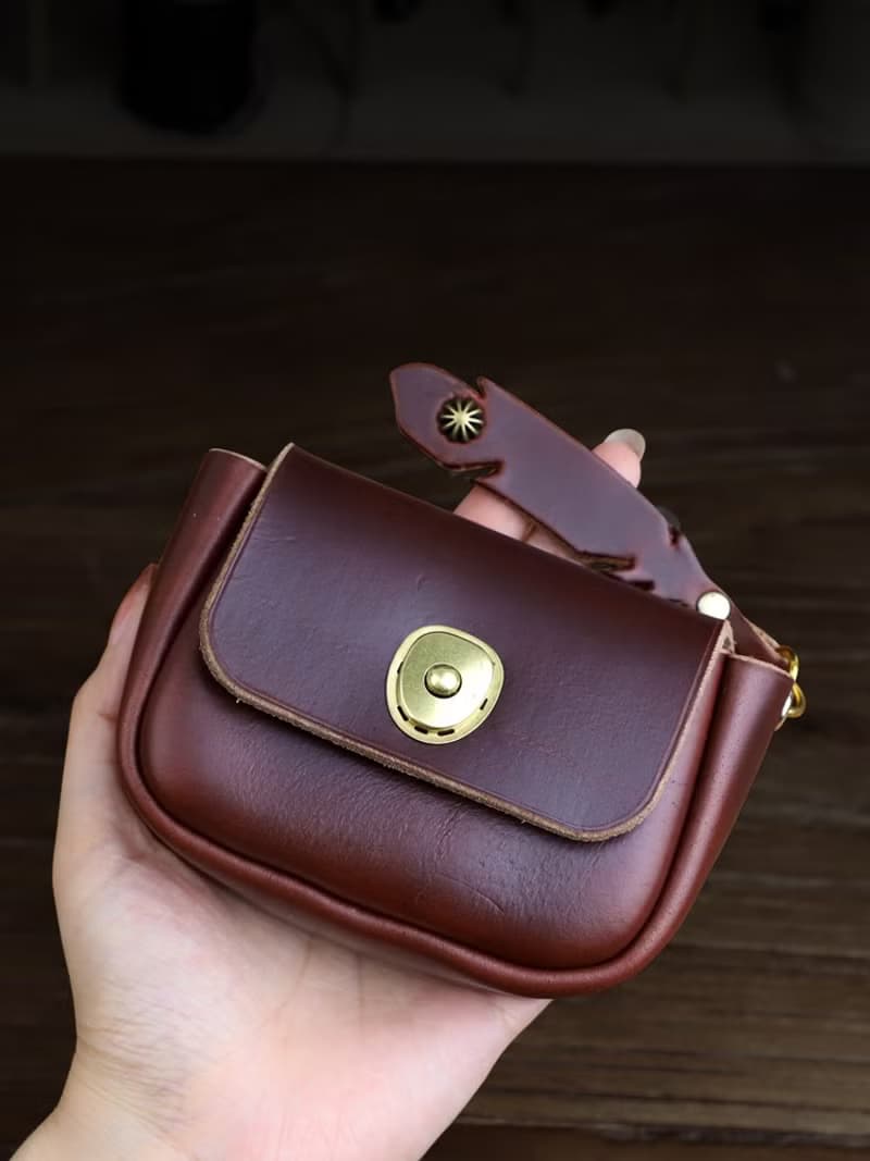 Horween Chromexcel 皮革零錢包 手工制 復古真皮卡包茶芯皮 收納