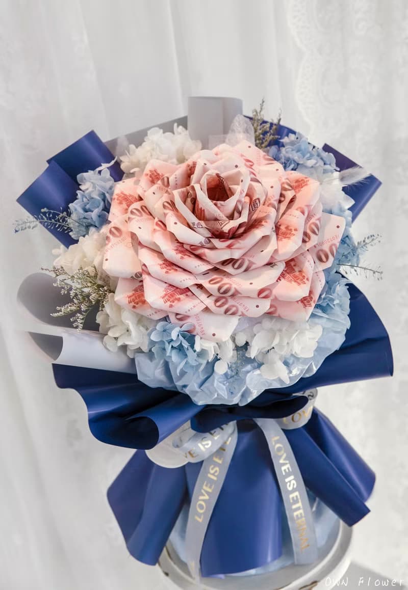 藍色花束/鈔票花束/有錢花/紙鈔花束/錢花花束/生日花束/男友花束